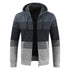 Men Hooded Stripe Coat Cardigan Male Thick Zipper Wool Sweaters